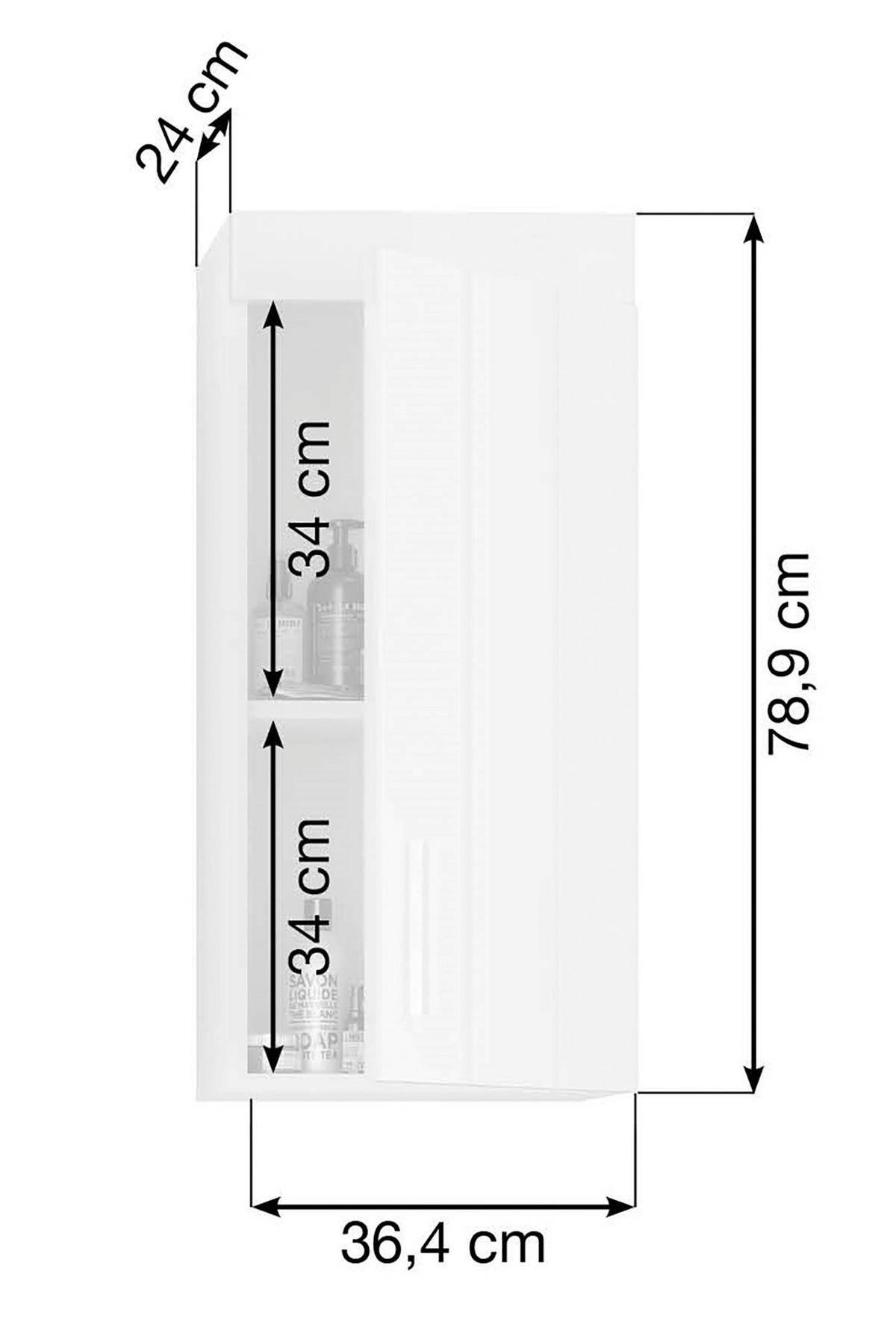 Hängeschrank Snow - Weiß Hochglanz, MODERN, Holzwerkstoff (36/79/24cm) - MID.YOU