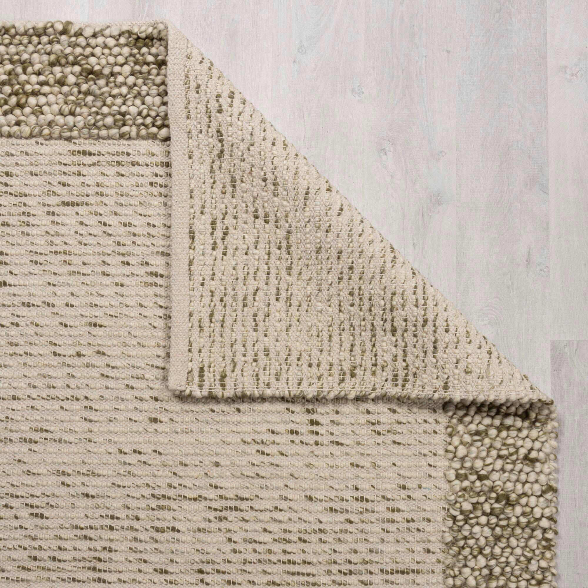 Handwebteppich Bordüre Wolle Green - Grün, Trend, Textil (80/150cm)