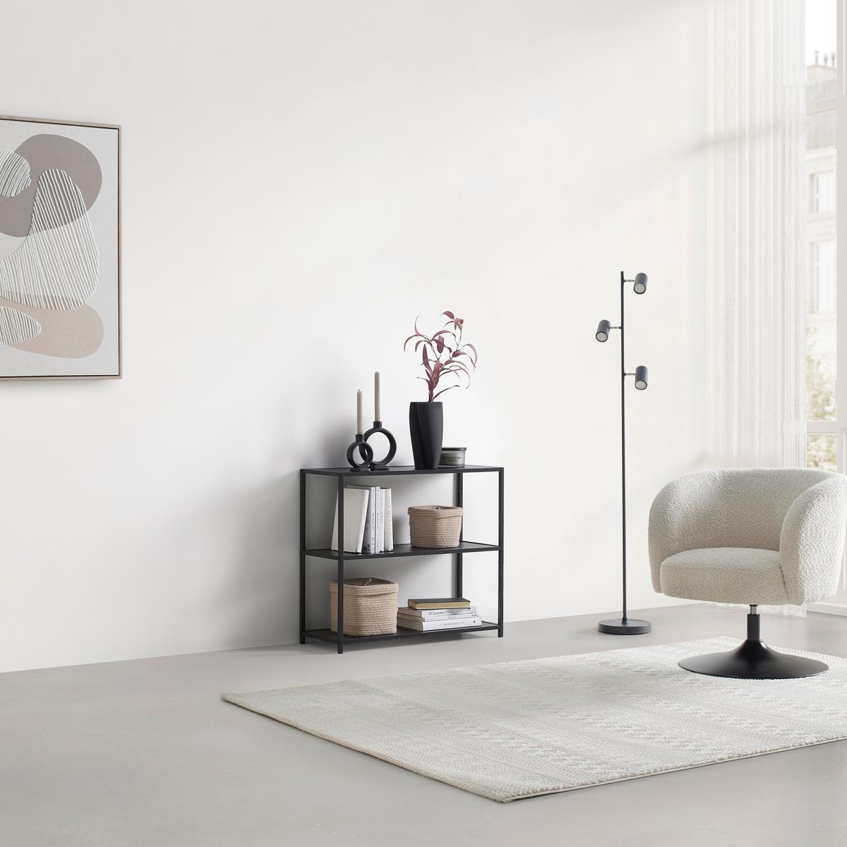 REGÁL BASTIAN II *CENOVÝ TRHÁK* - čierna, Modern, kov/kompozitné drevo (77/68/30cm) - Based