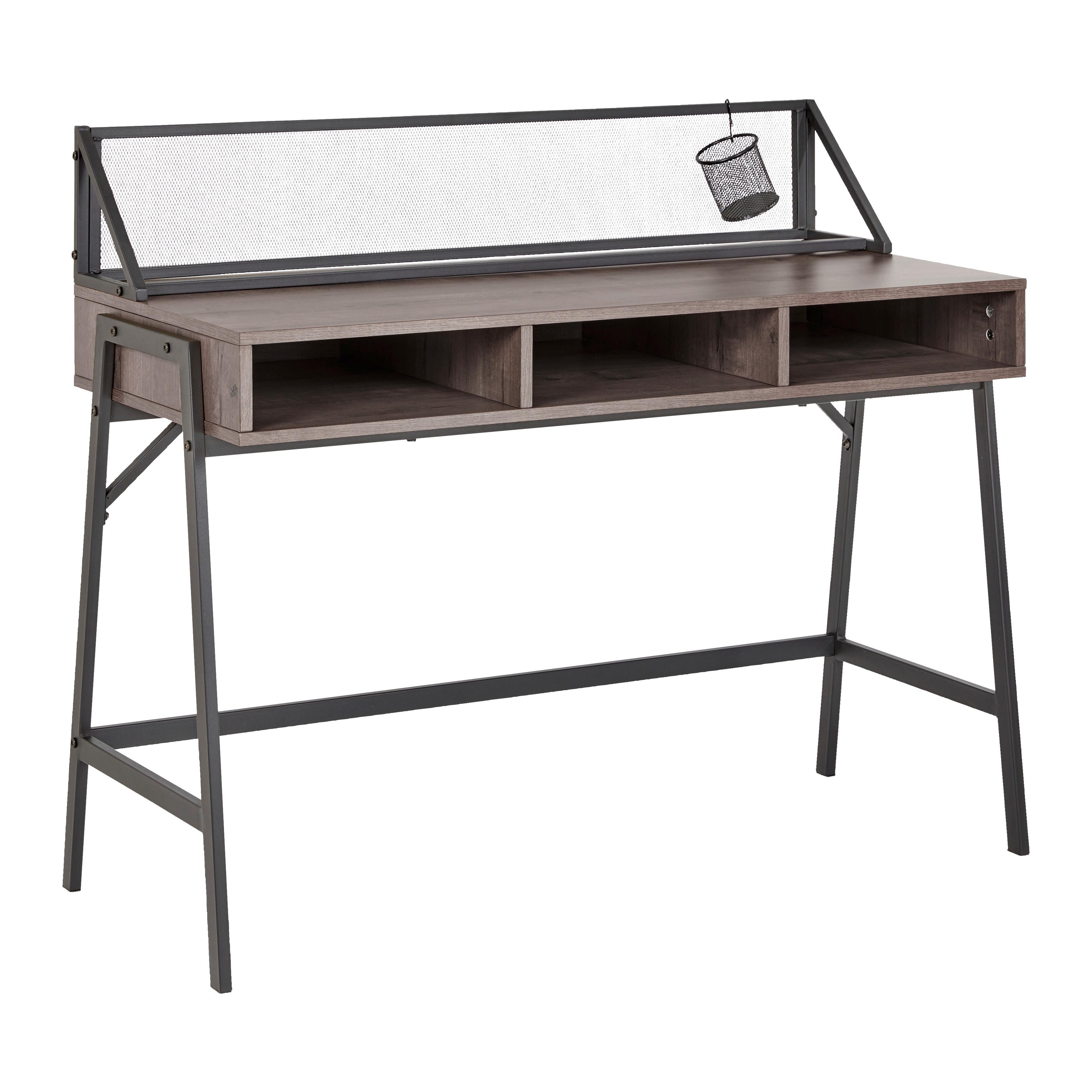 Psací stůl LENA dekor ořech - černá/barvy ořechu, Moderní, kov (110/50/96cm) - Bessagi Home