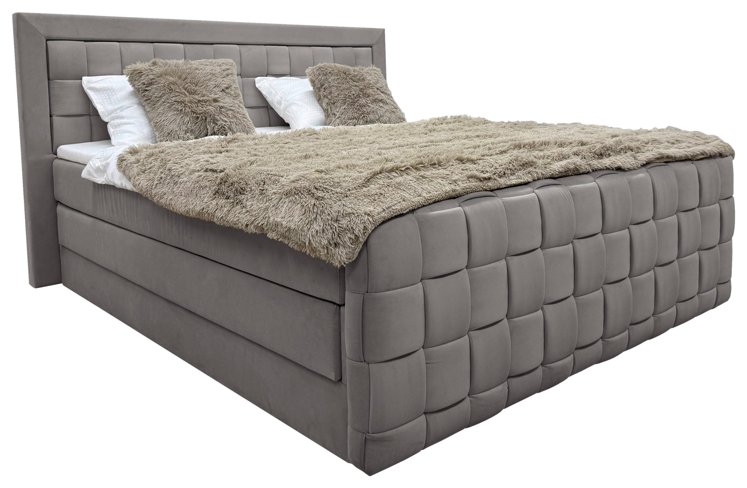 Boxspringbett Grenada Graphitfarben Lf: 180x200 Cm - Graphitfarben, MODERN, Textil (180/200cm) - Livetastic