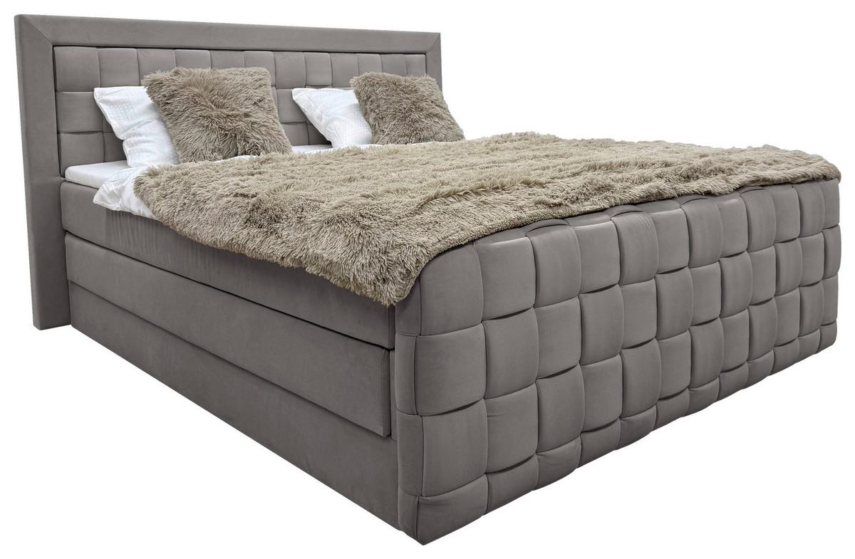 Boxspringbett Grenada Graphitfarben Lf: 160x200 cm - Graphitfarben, MODERN, Textil (160/200cm) - Livetastic