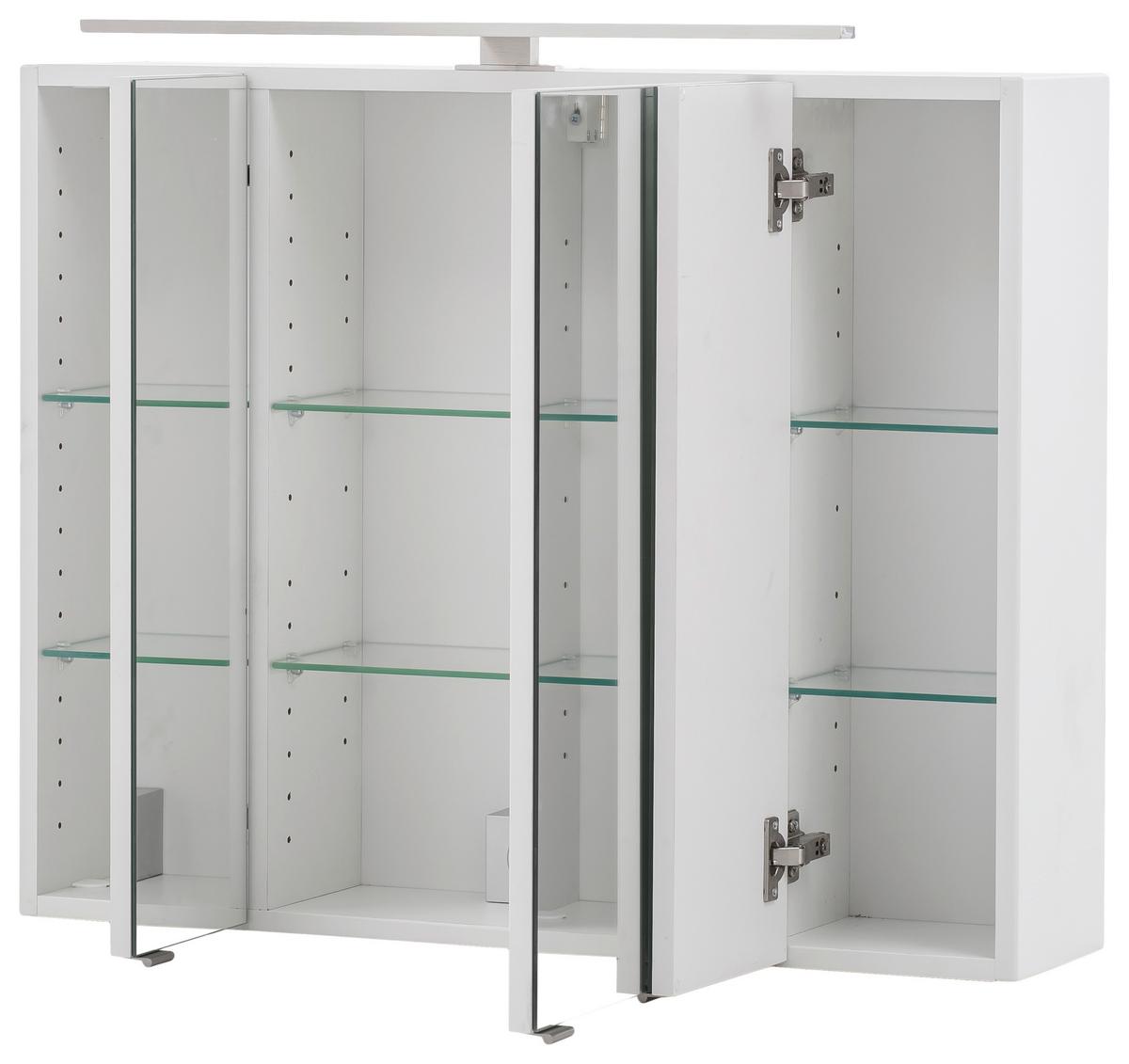 Badmöbel-Set 3-Tlg. Stockholm B: 110 cm Weiß - Weiß, KONVENTIONELL, Glas/Holzwerkstoff (110cm) - Held