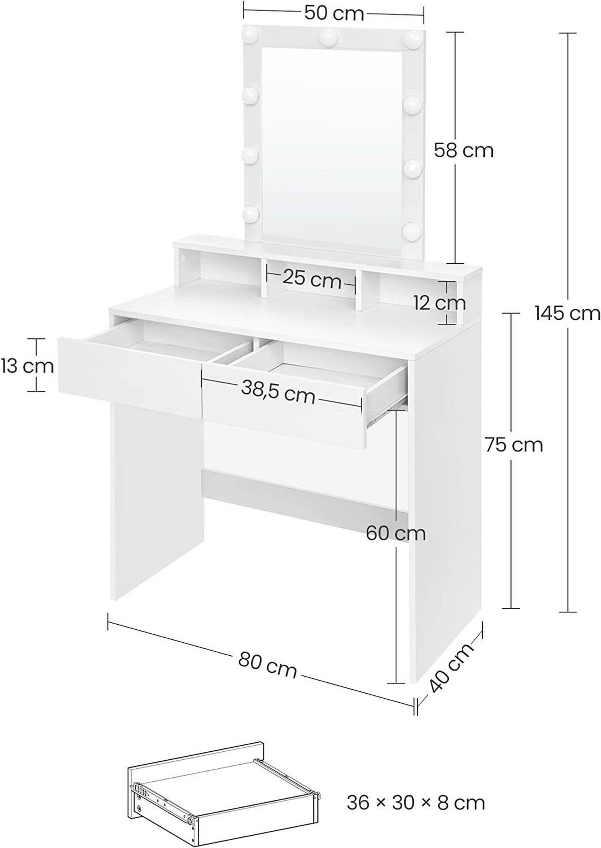 Toaletní stolek š. 80 cm, bílý - bílá, Trend, kompozitní dřevo/sklo (80/40/145cm) - Boxxx