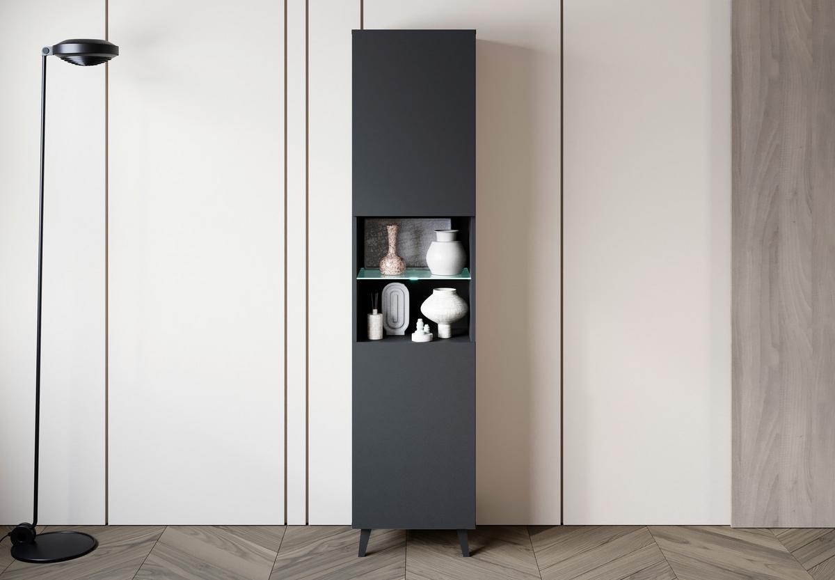 VITRÍNA PHUKET VITRINE 40 - čierna, Design, kompozitné drevo/plast (40/170/31,5cm) - P & B