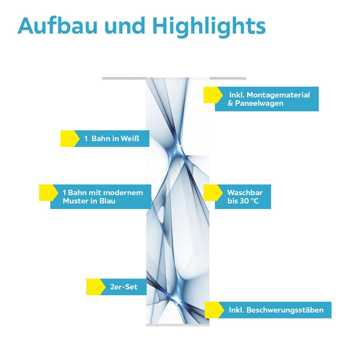 Flächenvorhang 2-Tlg. Franklin B: 60 cm, Blau, Blickdicht - Blau, Basics, Textil (60/245cm)