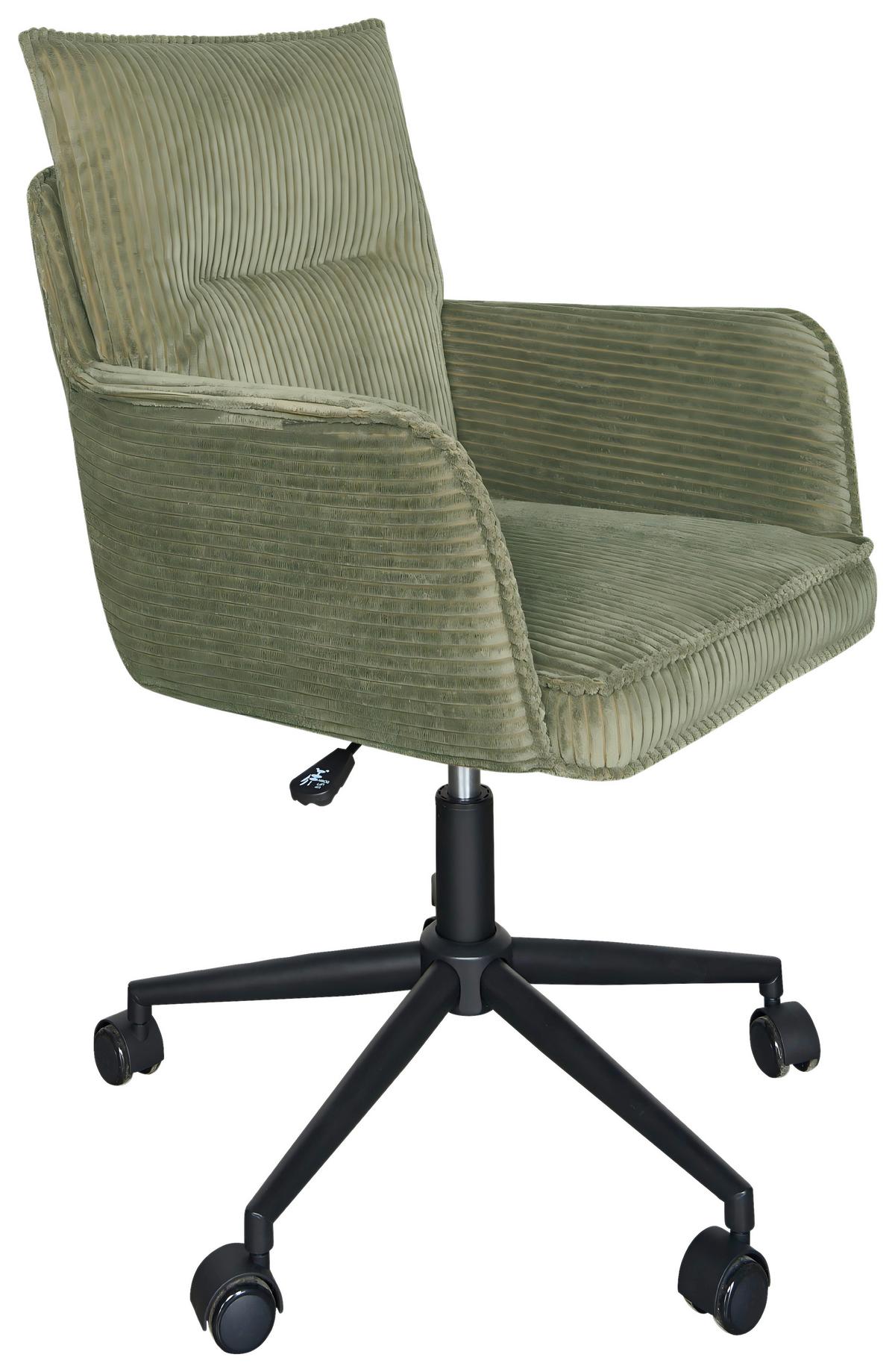 Drehstuhl Valencia Grün B: 58,5 cm - Schwarz/Grün, MODERN, Textil/Metall (58,5/88/95/63cm) - Livetastic