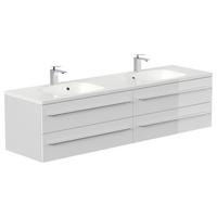 WASCHTISCHKOMBI Geant, Weiß HG B: 180 cm - Weiß Hochglanz/Weiß, Basics, Holzwerkstoff/Stein (180cm) - MID.YOU