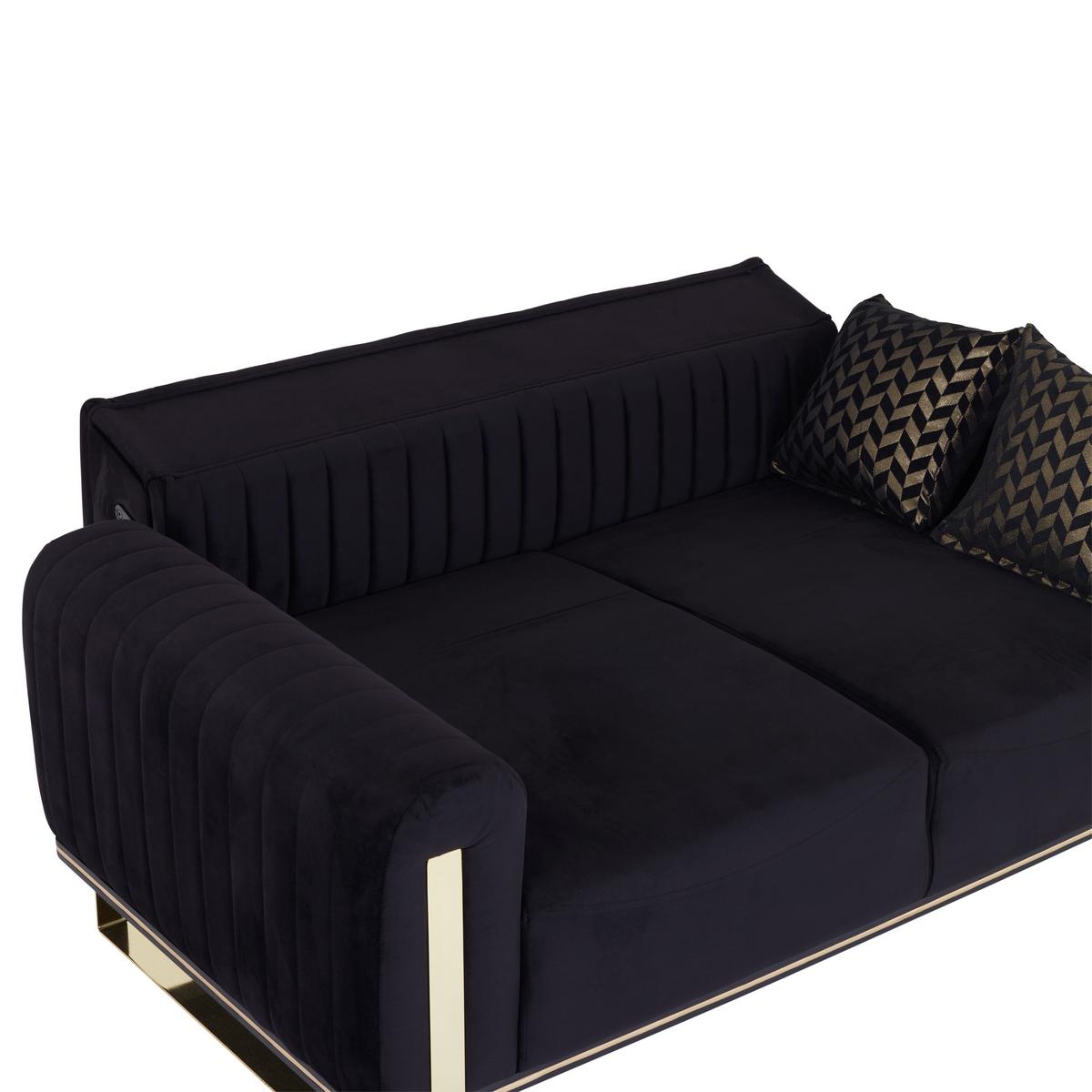 2-sitzer-sofa Bono Schwarz - Goldfarben/Schwarz, MODERN, Textil (180/83/90cm) - Luca Bessoni