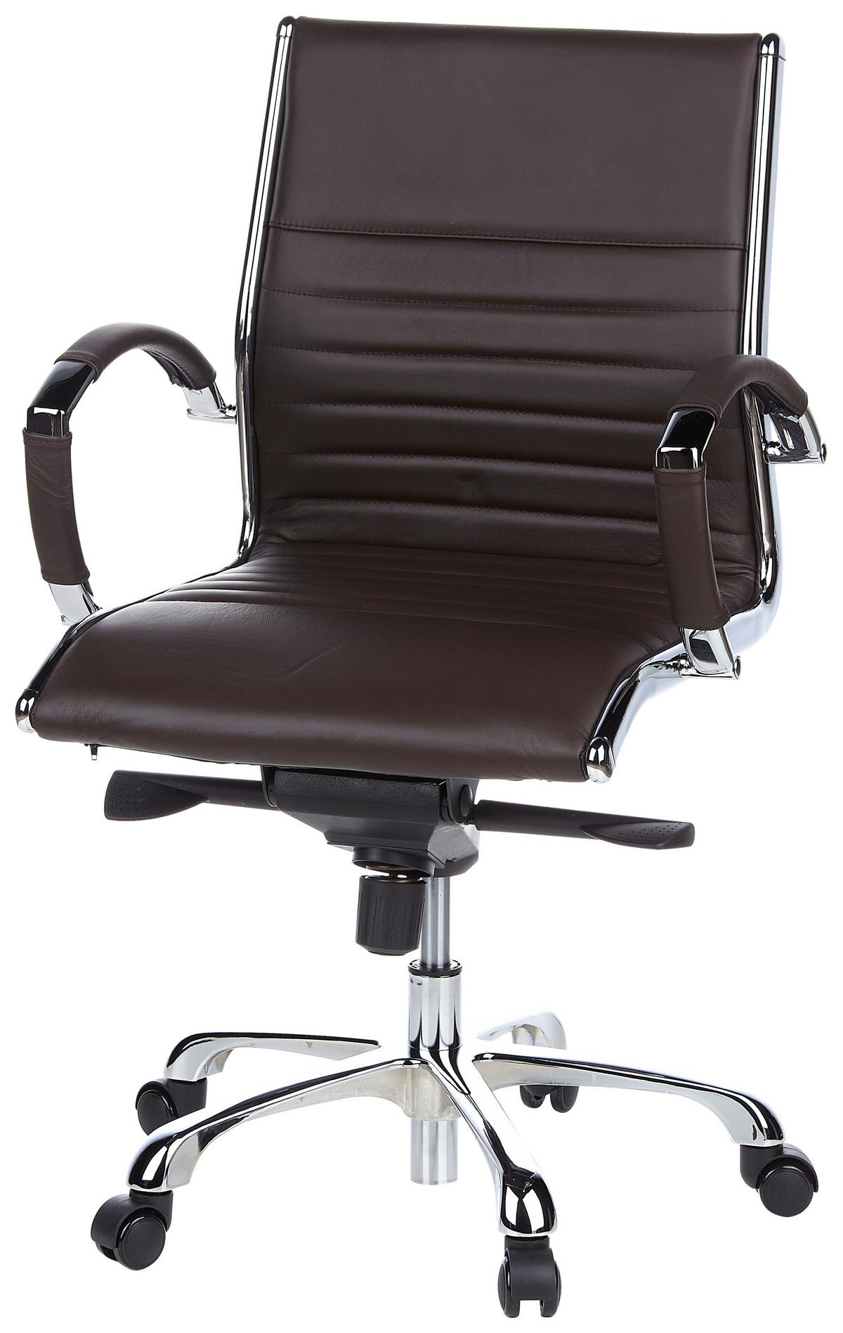 Drehstuhl Parma 10 Dunkelbraun - Chromfarben/Dunkelbraun, MODERN, Leder/Kunststoff (60/111/50cm) - MID.YOU