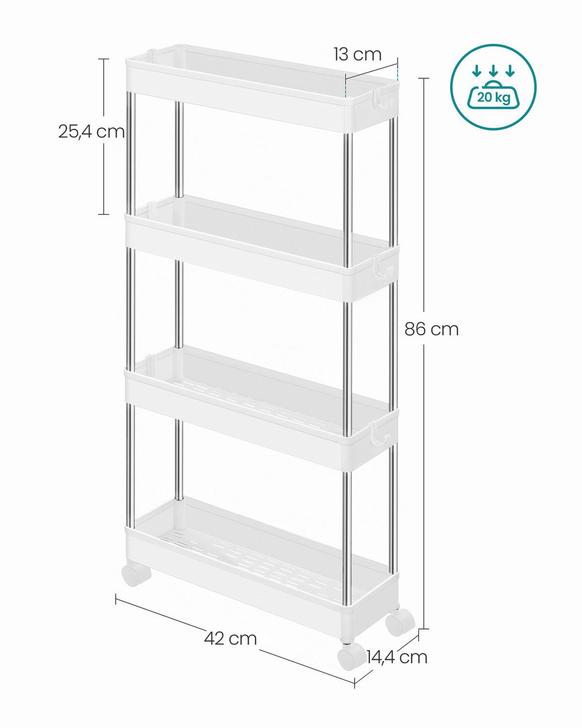 Servierwagen Weiß B: 42 Cm - Weiß, Basics, Kunststoff/Metall (42/86/14.4cm)