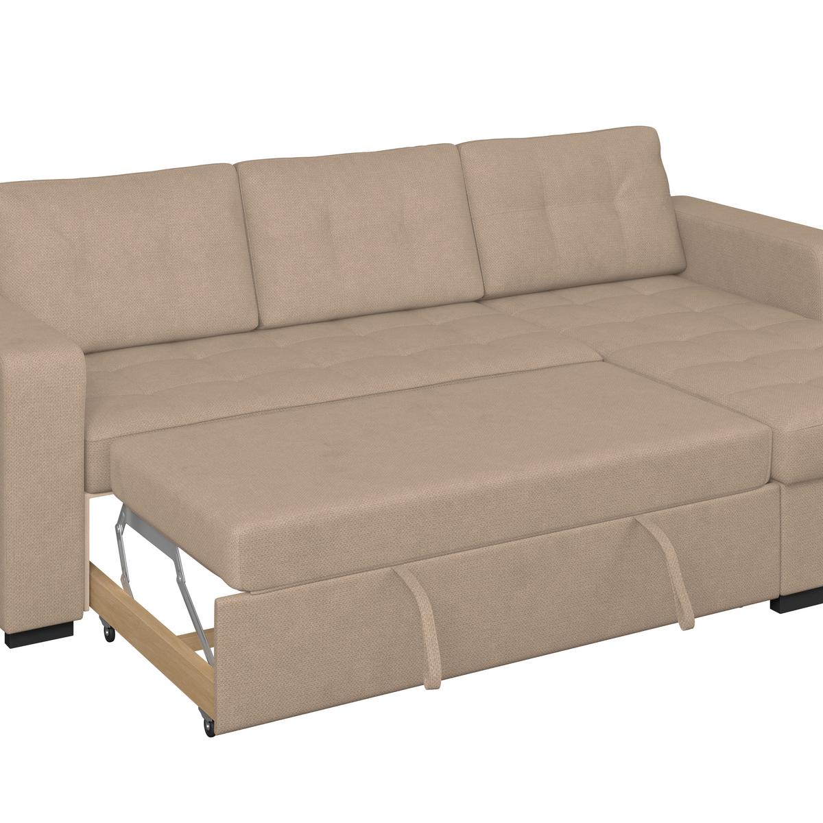 Ecksofa Turin Beige, 239x160cm - Beige, Trend, Holz/Textil (239/160cm)