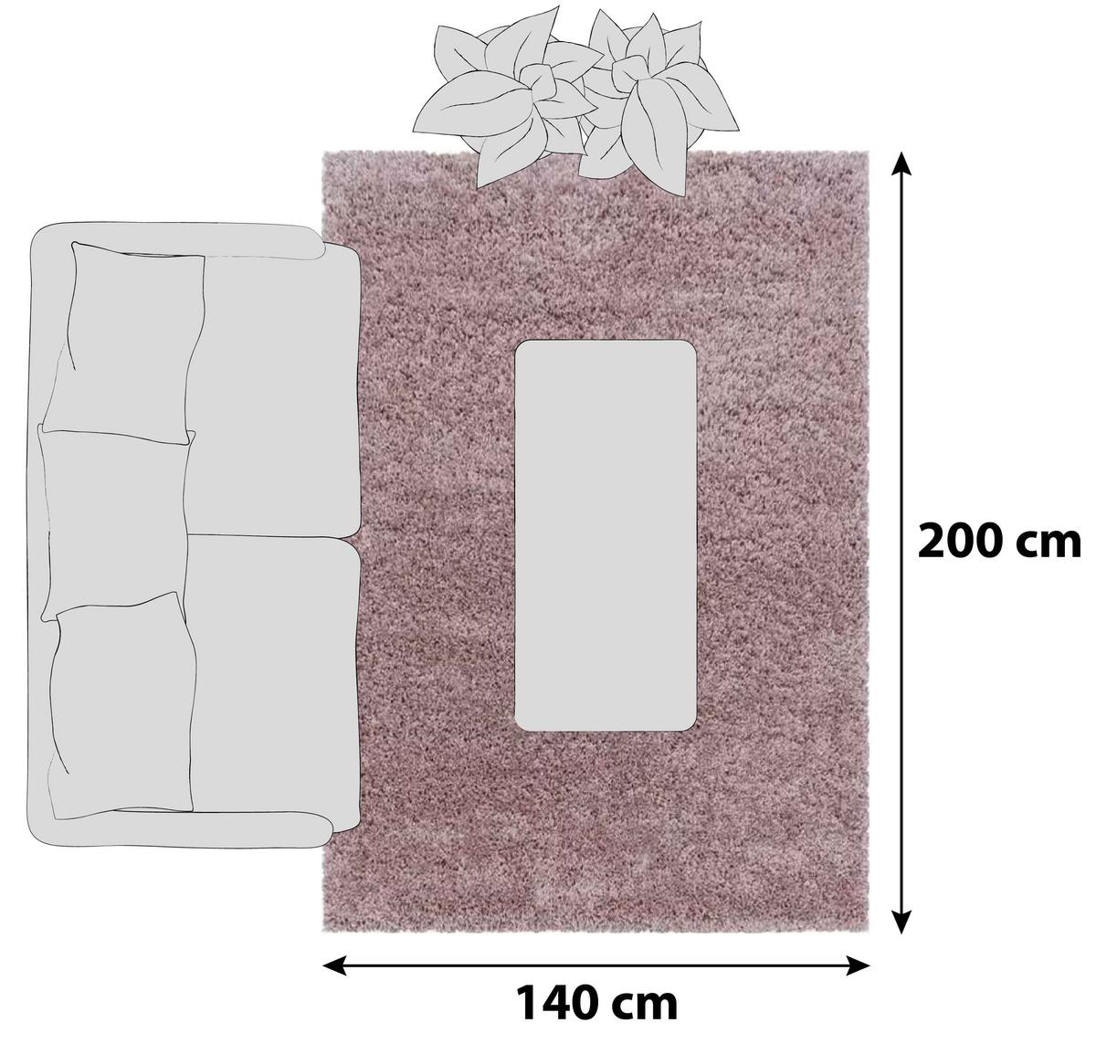 Hochflor Teppich Rosa Naturfaser Sydney 140x200 cm - Rosa, Basics, Textil (140/200cm)