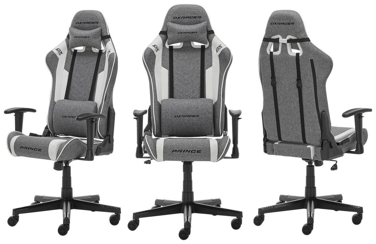 Herní židle PRINCE -EXKLUSIV- - šedá/bílá, Moderní, textil/plast (70/126/70cm) - Dxracer