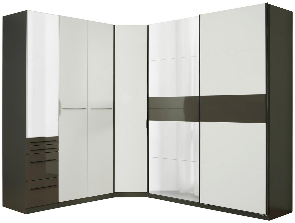 Eckschrank Mit Spiegel B: 225cm Ondega Anthrazit/Weiß - KONVENTIONELL (225/242,2/319cm) - Ondega