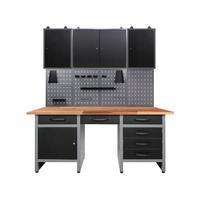 Werkbank-set Harry B: 160 Cm Anthrazit/grau - Anthrazit/Grau, Basics, Holz/Metall (160/205/60cm)