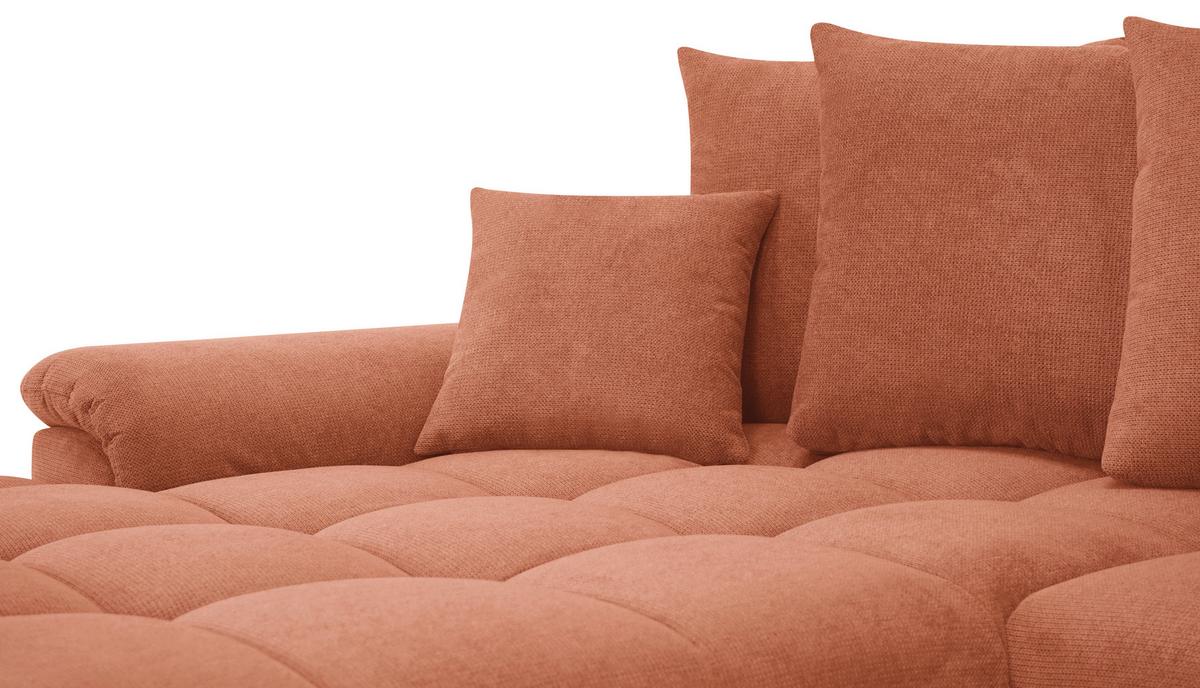 Rohová sedačka ERICE, levá, koňaková - barvy chromu/koňaková, Design, textil/plast (198/312cm)