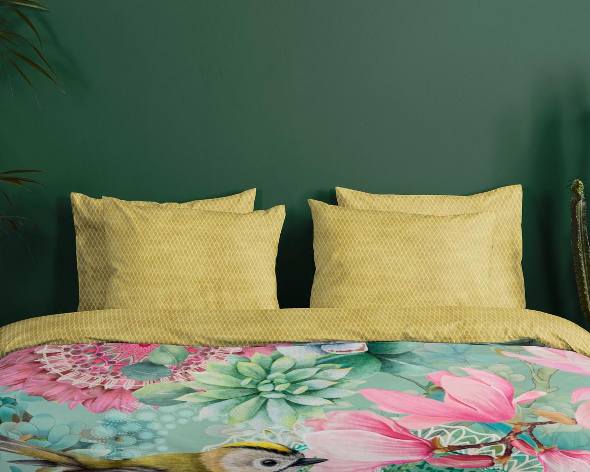 BETTWÄSCHE XABINE - Hellgelb/Mintgrün, Design, Textil (140/200cm)