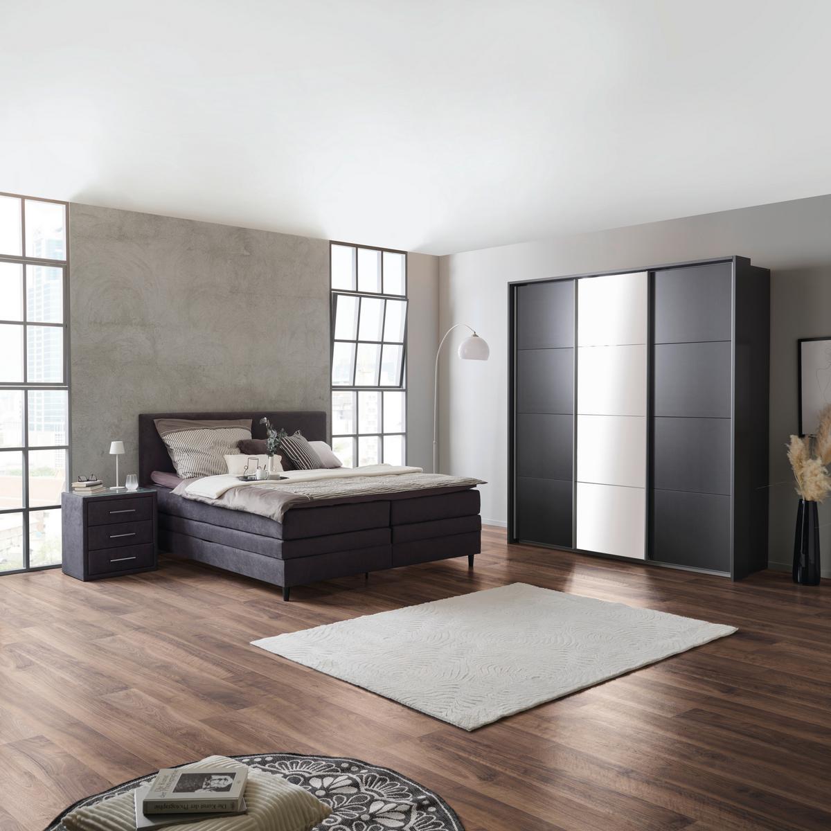 Skriňa s posuvnými dverami MIAMI, Š/V/H:cca 203/229/62cm - sivá/hliníková, Modern, kov/kompozitné drevo (203/229/62cm)