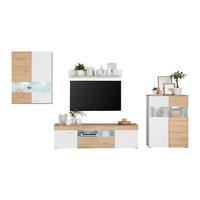 Wohnkombination 4 Tlg. Valencia - MODERN, Glas/Holzwerkstoff (350/190/40cm)