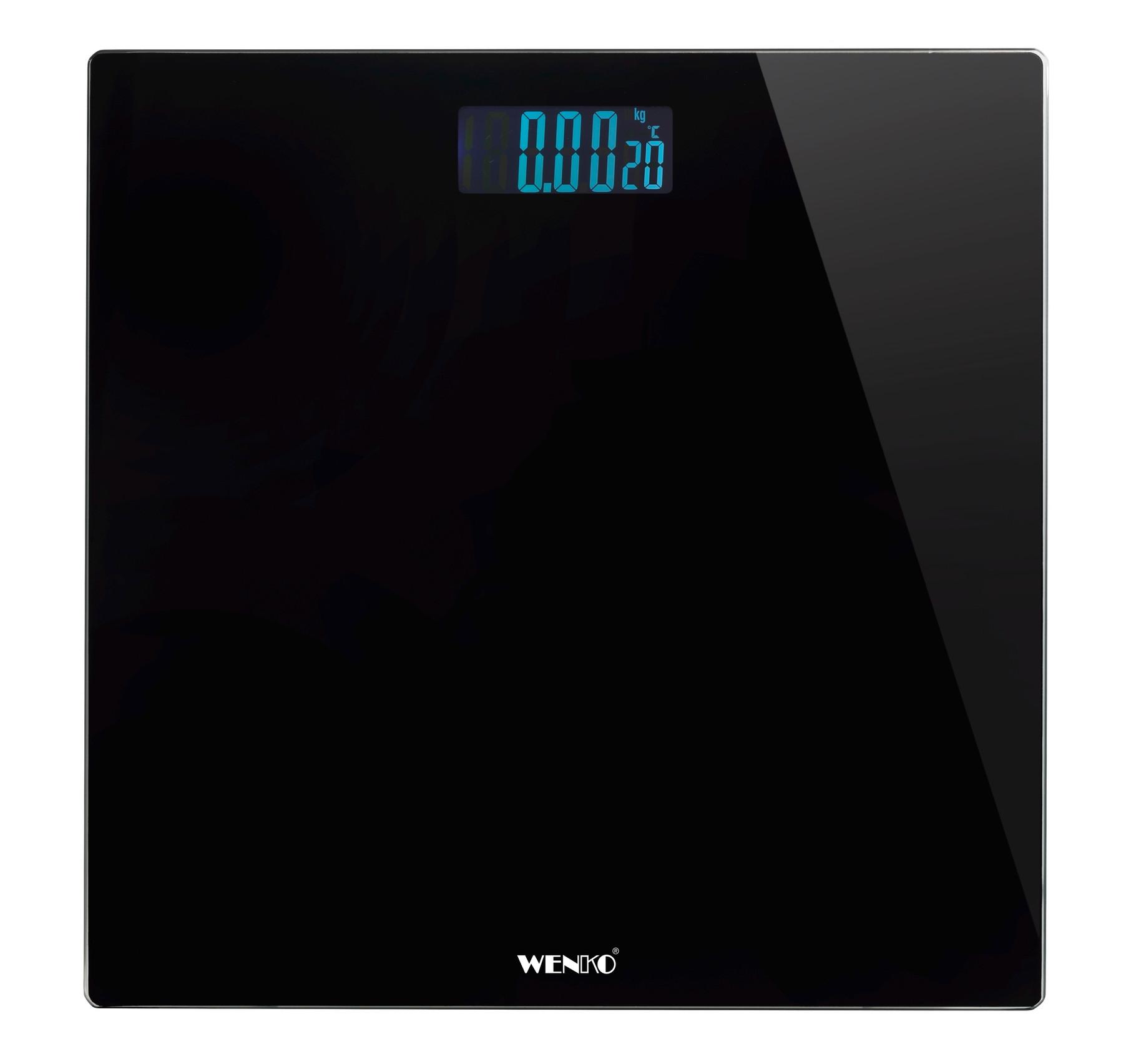 Personenwaage Digital Bis 180 Kg - Schwarz, KONVENTIONELL, Glas/Kunststoff (28/2,2/28cm) - Wenko