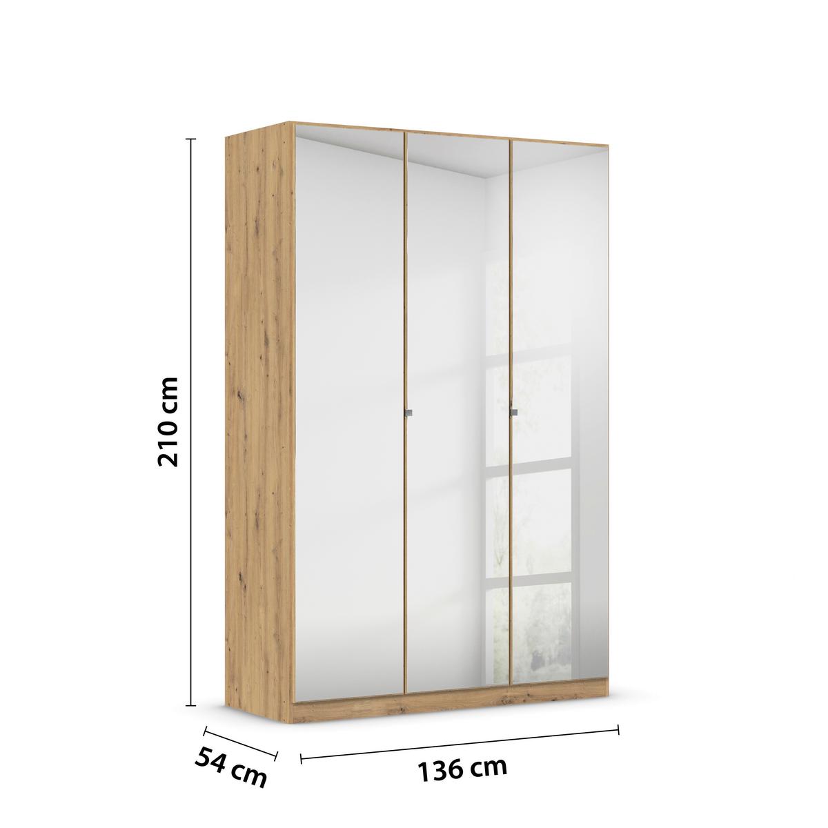 Kleiderschrank Reflect - Silberfarben/Eiche Artisan, MODERN, Holzwerkstoff (136/210/54cm)
