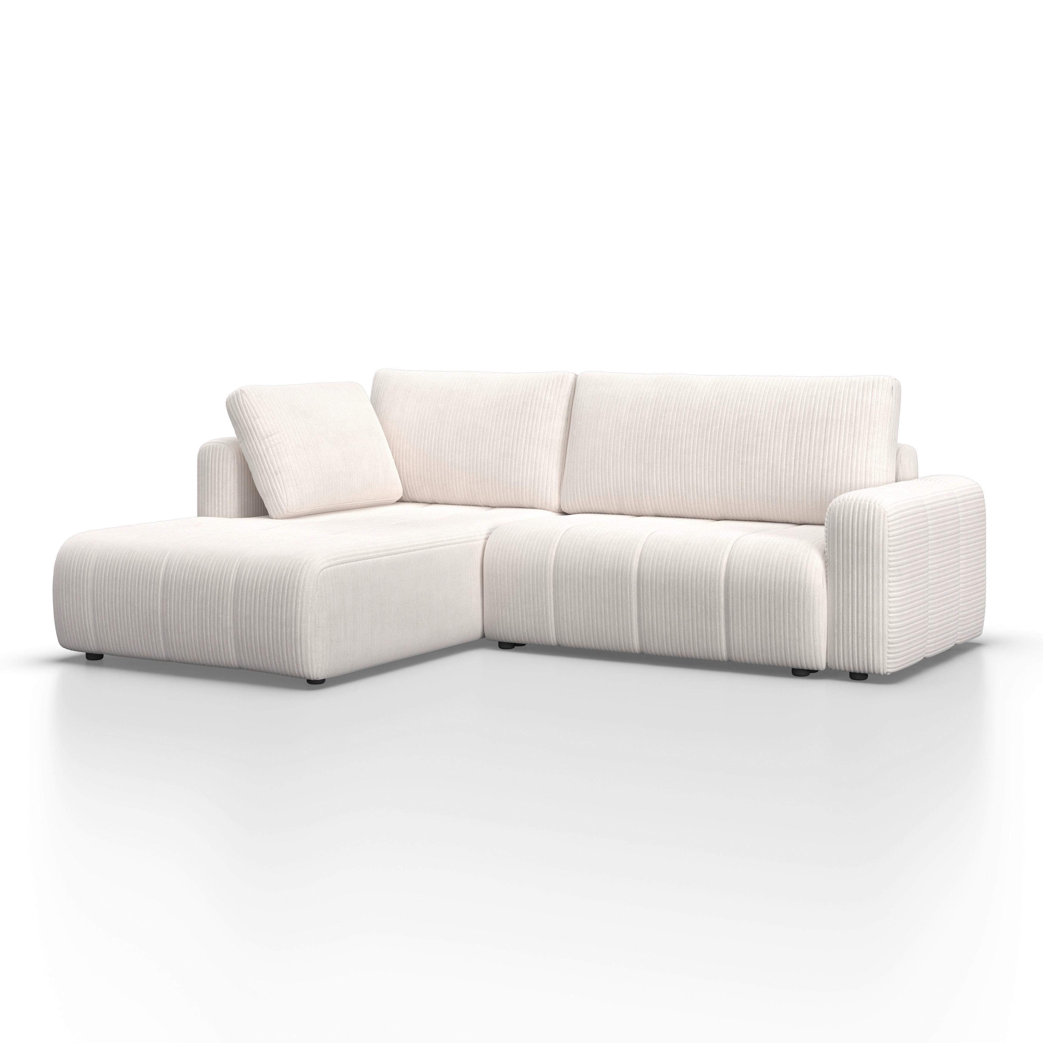 Sedacia súprava GIA, ľavá, biela - čierna/biela, Modern, drevo/textil (261/94/197cm) - Bessagi Home