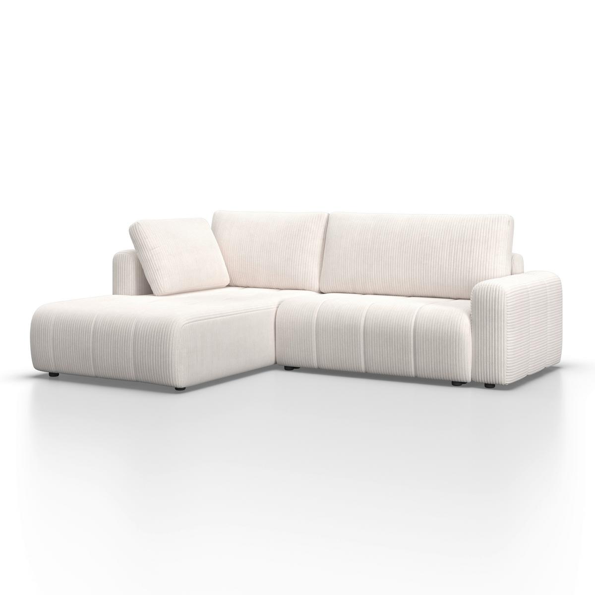Sedací souprava GIA, levá, bílá - bílá/černá, Moderní, dřevo/textil (261/94/197cm) - Bessagi Home