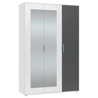 Drehtürenschrank Mit Spiegel 135cm Jan Weiß/anthrazit - Anthrazit/Weiß, Trend, Glas/Holzwerkstoff (135/210/52cm)
