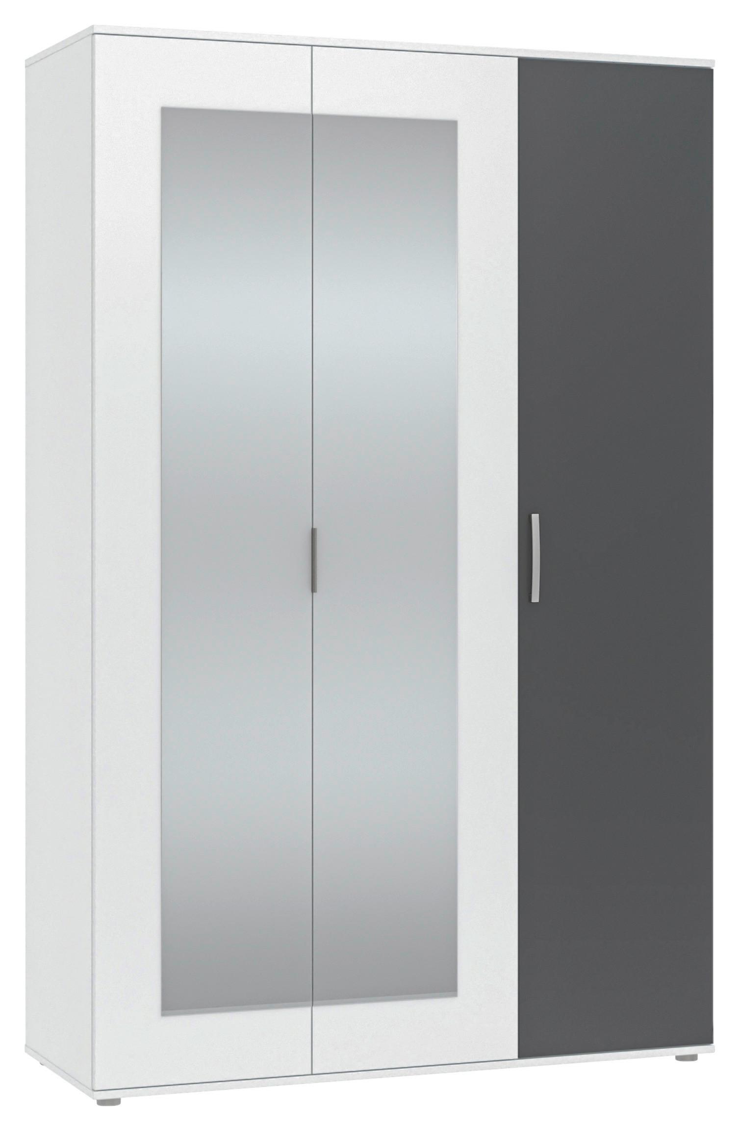 Drehtürenschrank Mit Spiegel 135cm Jan Weiß/anthrazit