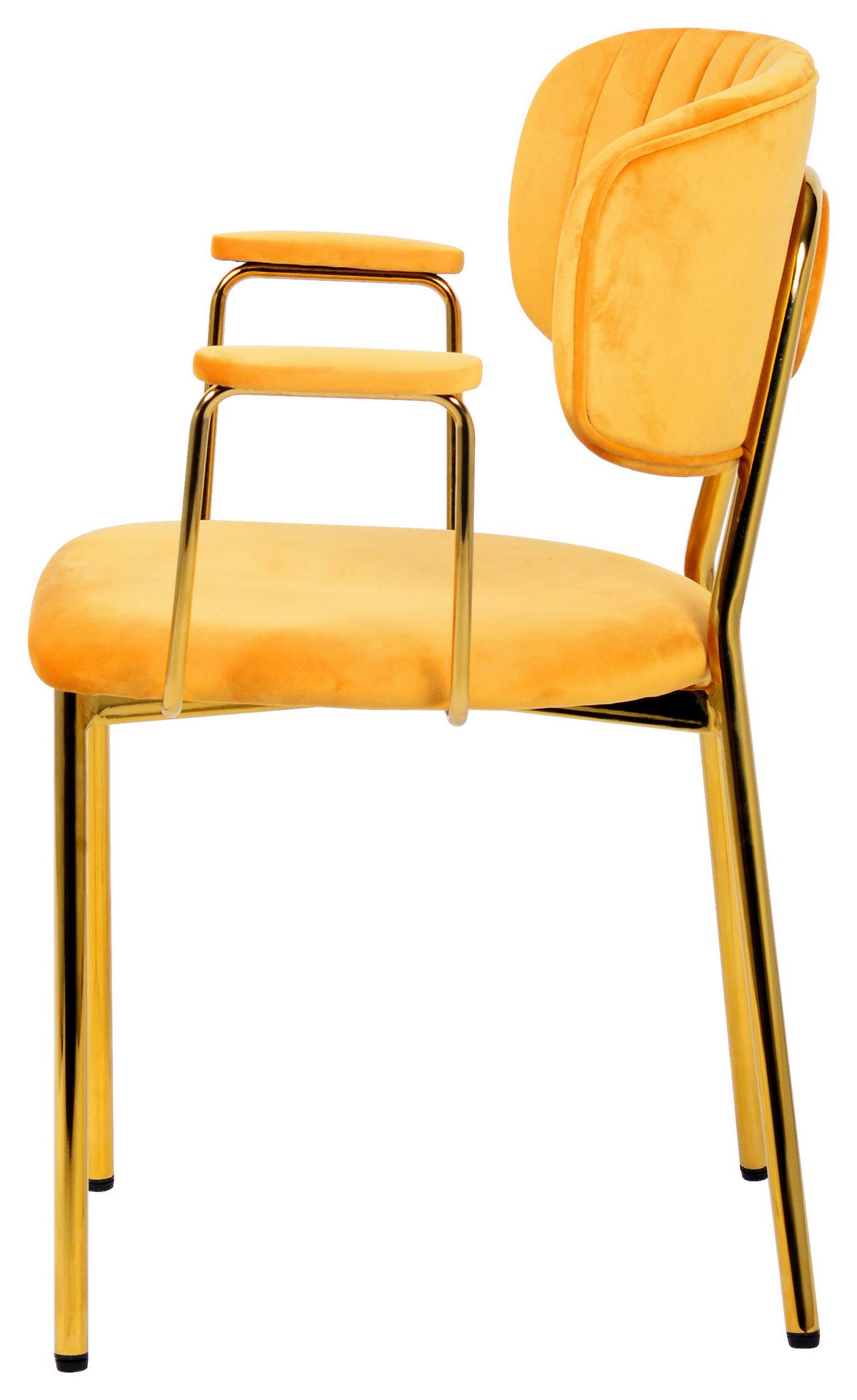 Stuhl-set Giselle 225 Hellorange - Goldfarben/Orange, Design, Kunststoff/Metall (63/80/51cm) - Kayoom