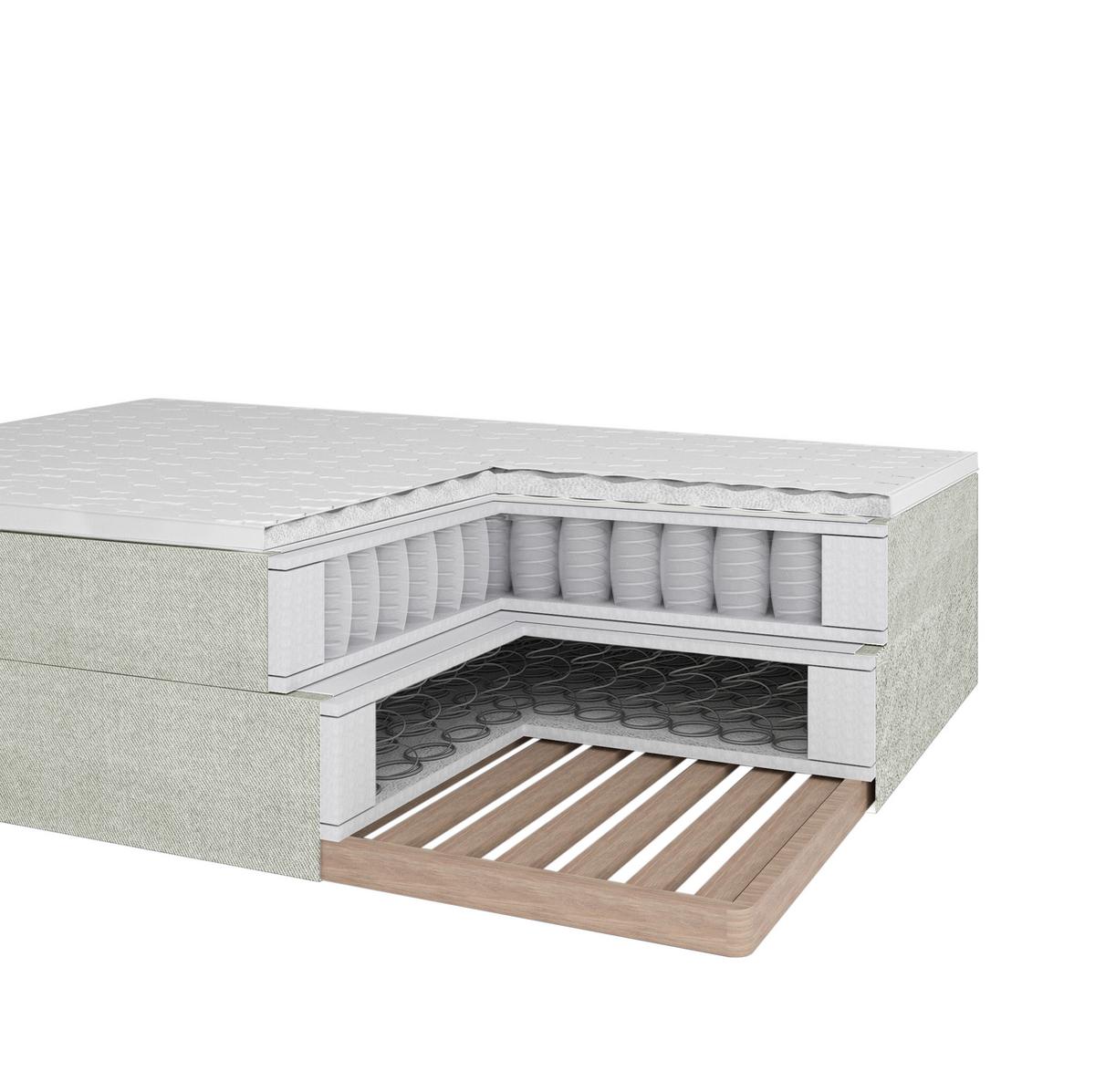 Boxspringbett Mit Topper + Matratze 180x200 Cm Paula - Dunkelgrau/Alufarben, MODERN, Textil (180/200cm) - Livetastic
