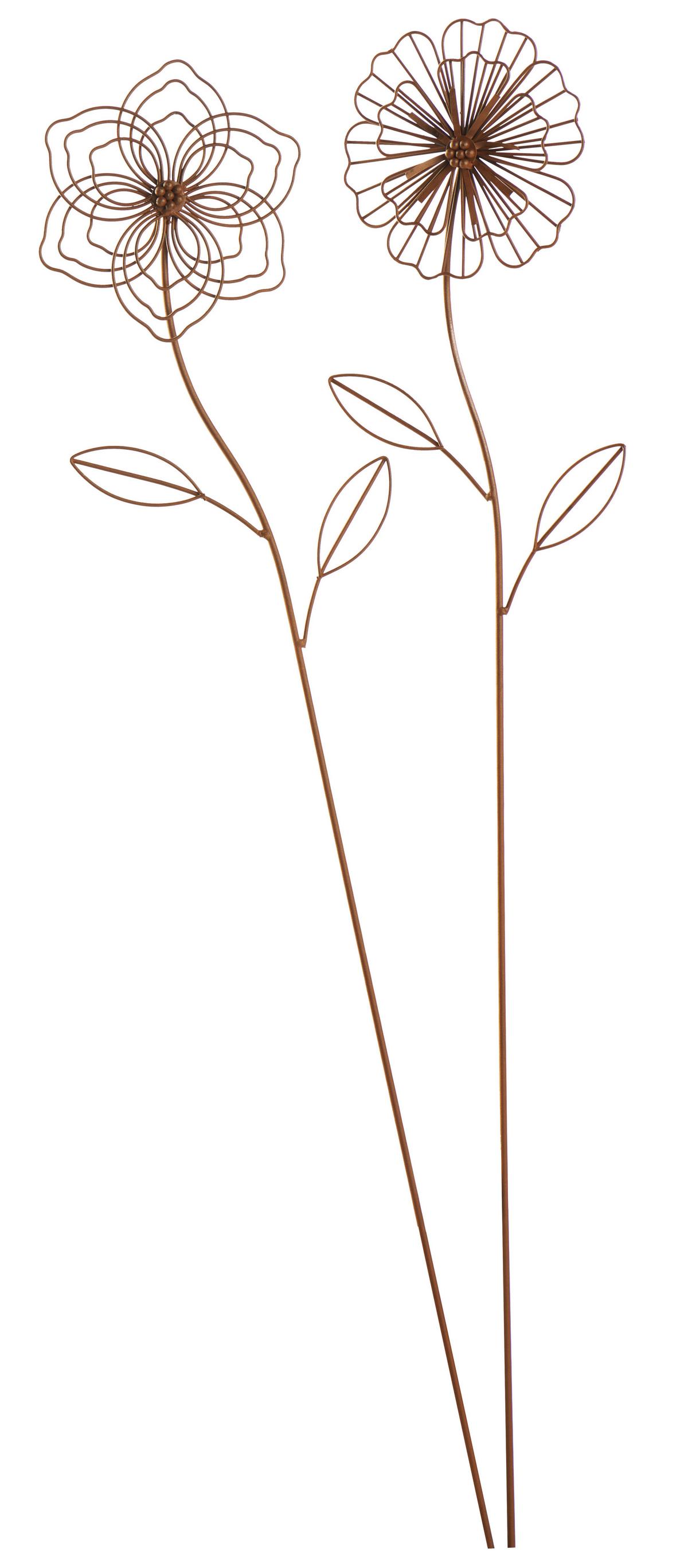 Gartenstecker Blume DxH: 20x110 cm Metall - Rostfarben, Basics, Metall (20/110cm)