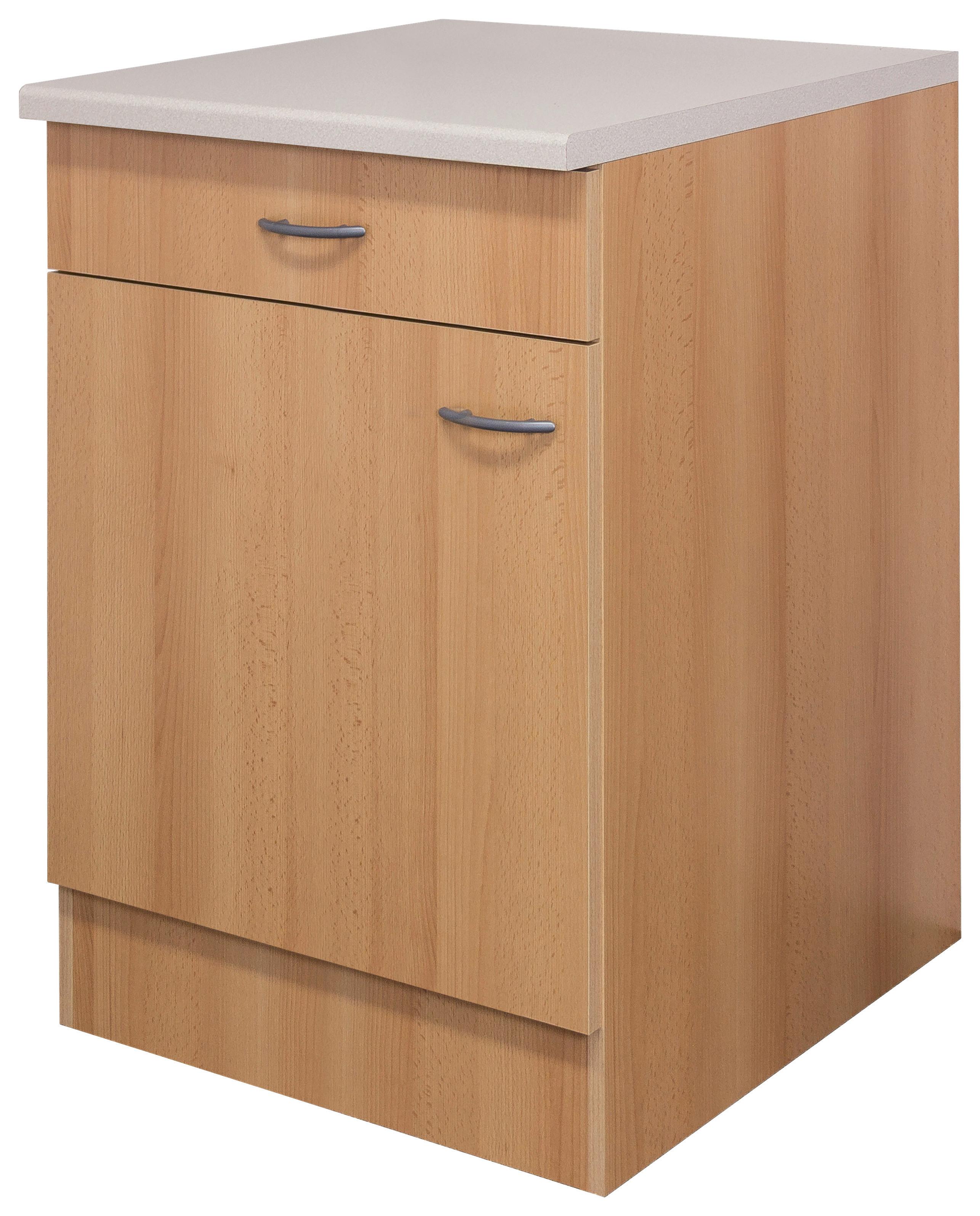 Spodná kuchynská skrinka NANO US 60 - farba buka/farba ušľachtilej ocele, Modern, kompozitné drevo/plast (60/85/57cm) - MID.YOU