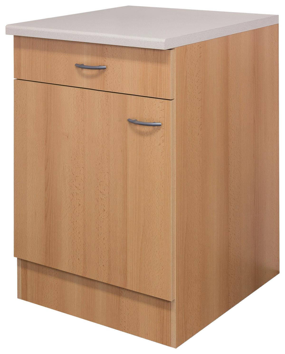 Spodná kuchynská skrinka NANO US 60 - farba buka/farba ušľachtilej ocele, Modern, kompozitné drevo/plast (60/85/57cm) - MID.YOU