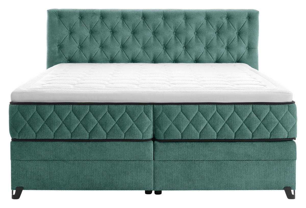 Boxspringbett Mit Topper & Bettkasten 160x200 Carmen A - Türkis, KONVENTIONELL, Holz/Holzwerkstoff (160/200cm) - James Wood