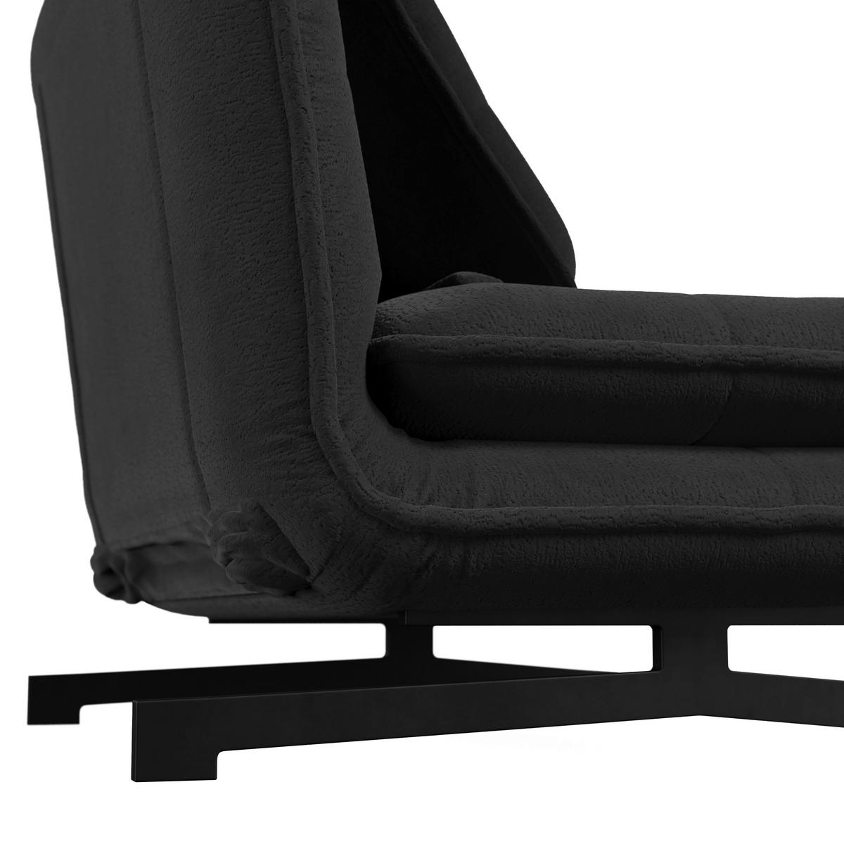 Rozkladacie kreslo LUNA, tmavosivé buklé, max.120 kg - čierna/tmavosivá, Modern, kov/textil (92/40/66cm) - Bessagi Home