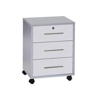 ROLLCONTAINER OFFICE EDITION - Weiß Hochglanz/Grau, MODERN, Holzwerkstoff/Kunststoff (44/58/40cm) - MID.YOU