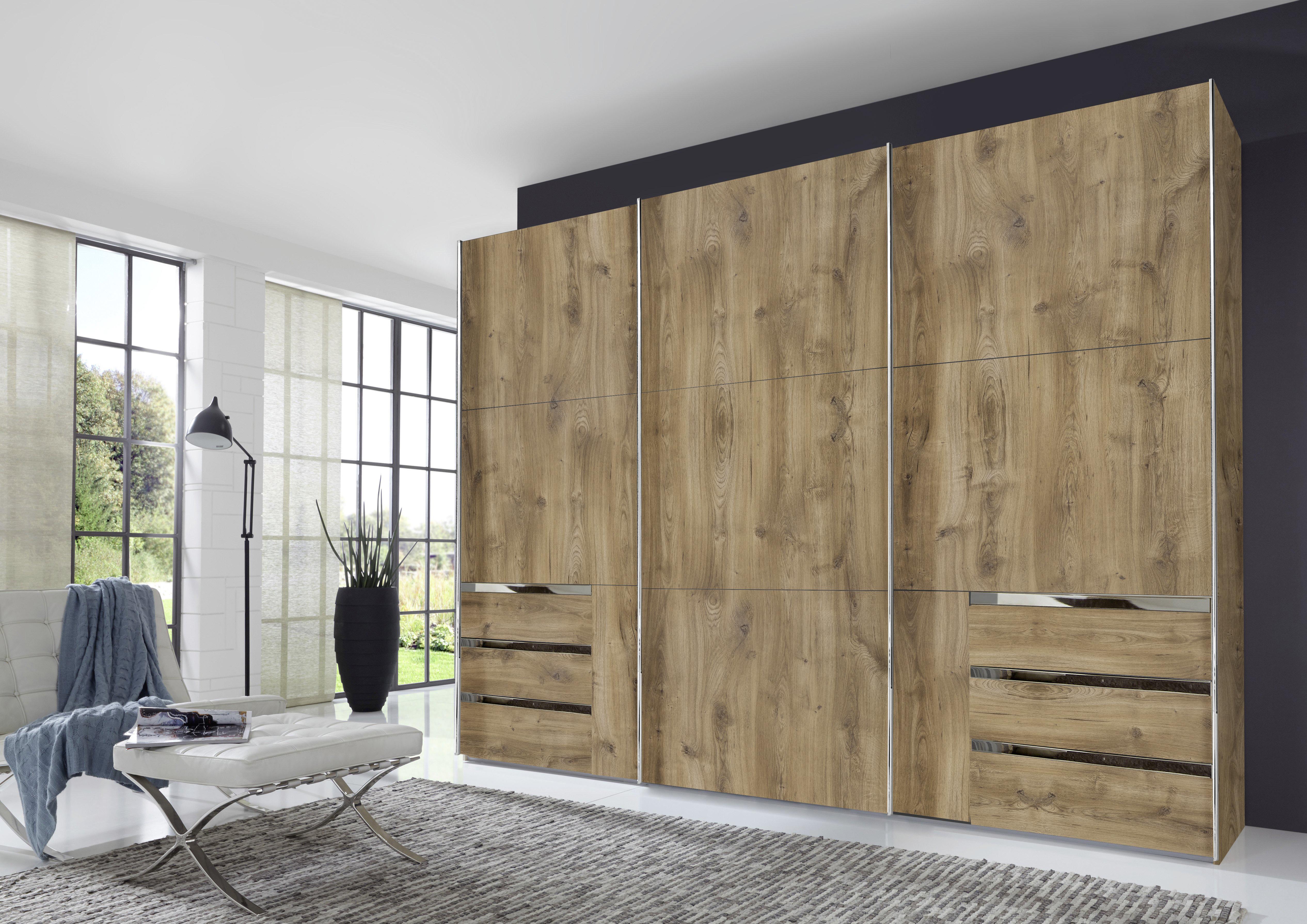 Schwebetürenschrank Mit Laden 300cm Level 36a, Eiche Dekor - Eichefarben, MODERN, Holzwerkstoff (300/216/65cm) - MID.YOU
