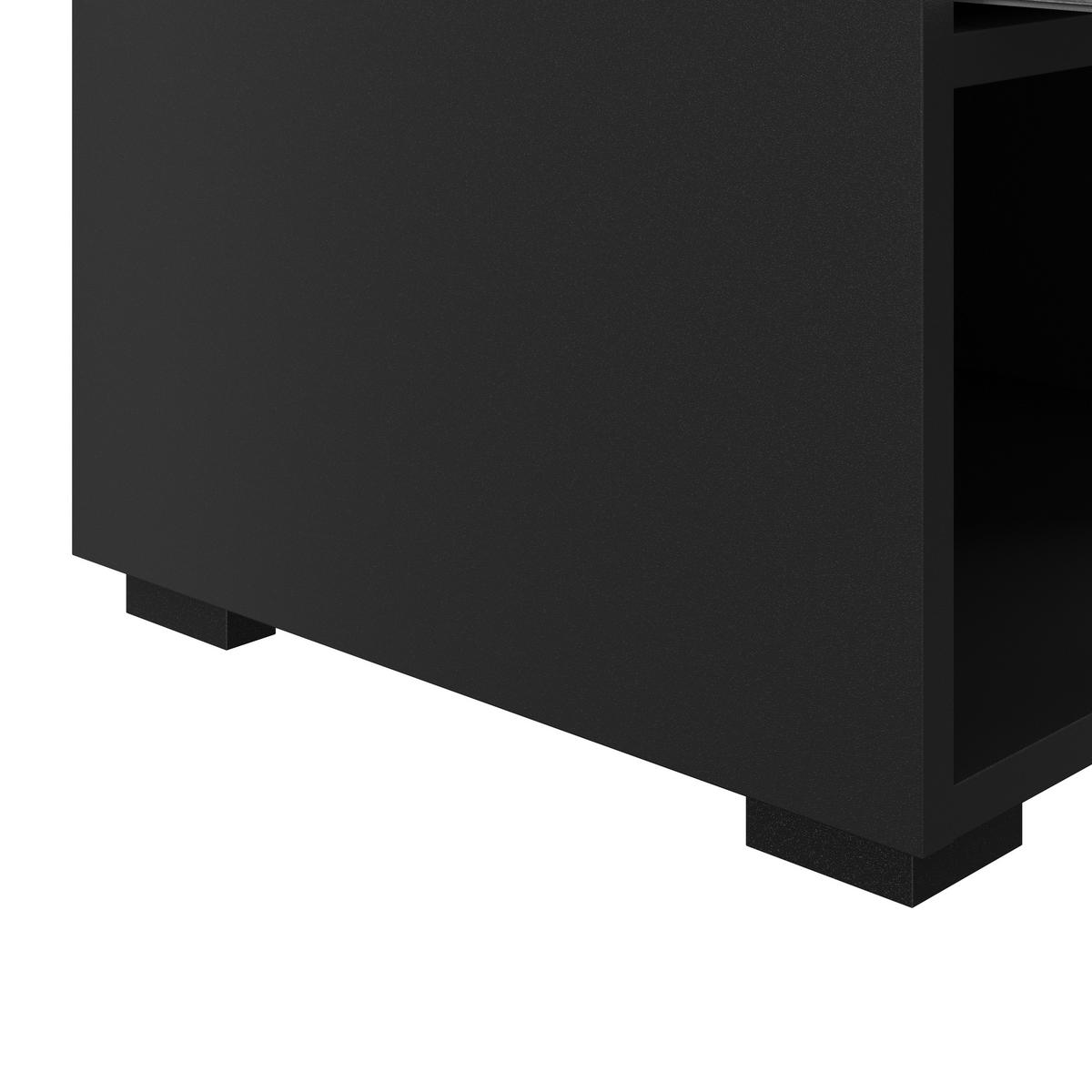 Nachtkästchen Unit In Anthrazitmit 1 Lade - Anthrazit/Anthrazit Hochglanz, MODERN, Holzwerkstoff (45/46/42cm) - Ondega