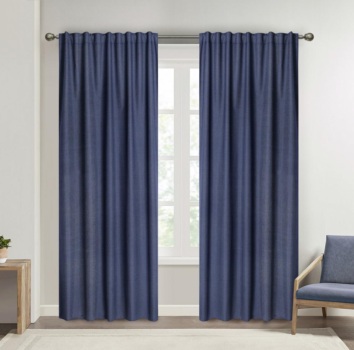 Vorhang mit Band Ohio 140x245 cm Blau - Blau, ROMANTIK / LANDHAUS, Textil (140/245cm) - James Wood
