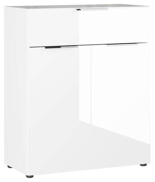 Kommode Stehend B: 83 cm Weiß - Schwarz/Weiß, KONVENTIONELL, Glas/Holzwerkstoff (83/102/42cm) - Germania