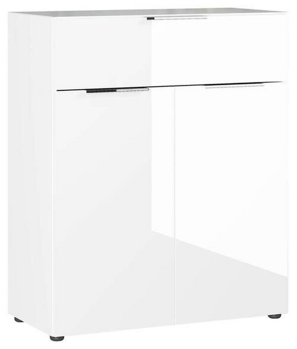 Kommode Stehend B: 83 cm Weiß - Schwarz/Weiß, KONVENTIONELL, Glas/Holzwerkstoff (83/102/42cm) - Germania