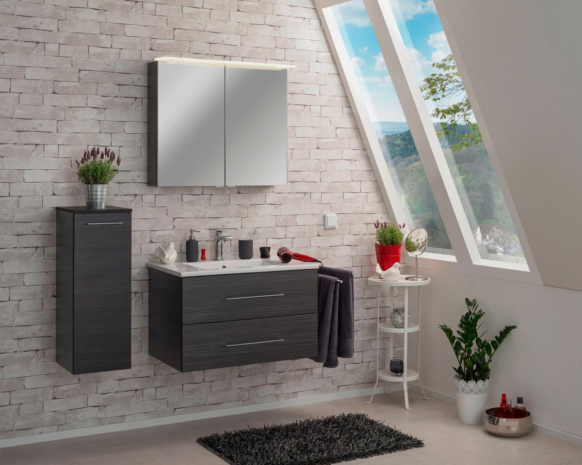 Waschbecken mit Unterschrank Perfekt B: 82 cm Braun - Dunkelbraun/Weiß, MODERN, Keramik/Holzwerkstoff (82cm) - MID.YOU