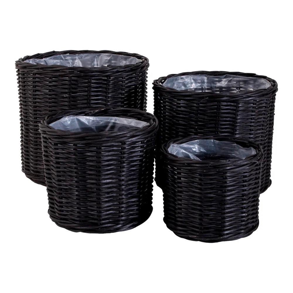 Korbset Bogor Schwarz B: 40 cm - Klar/Schwarz, Basics, Holz/Kunststoff (40/35/40cm)