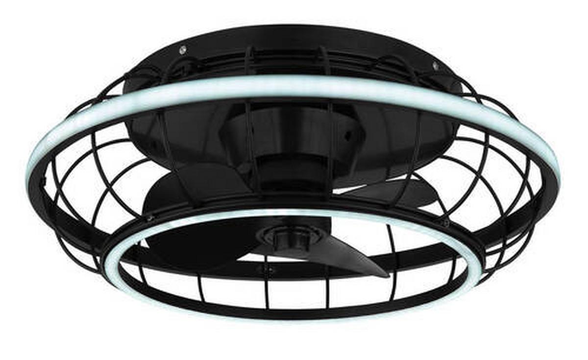 Deckenventilator 03637 - Opal/Schwarz, Design, Kunststoff/Metall (50/18cm) - Globo