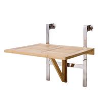 Balkonhängetisch Balkon Tisch 65x51cm Teak - Naturfarben, Natur, Holz (60/54/70cm) - Gardenson