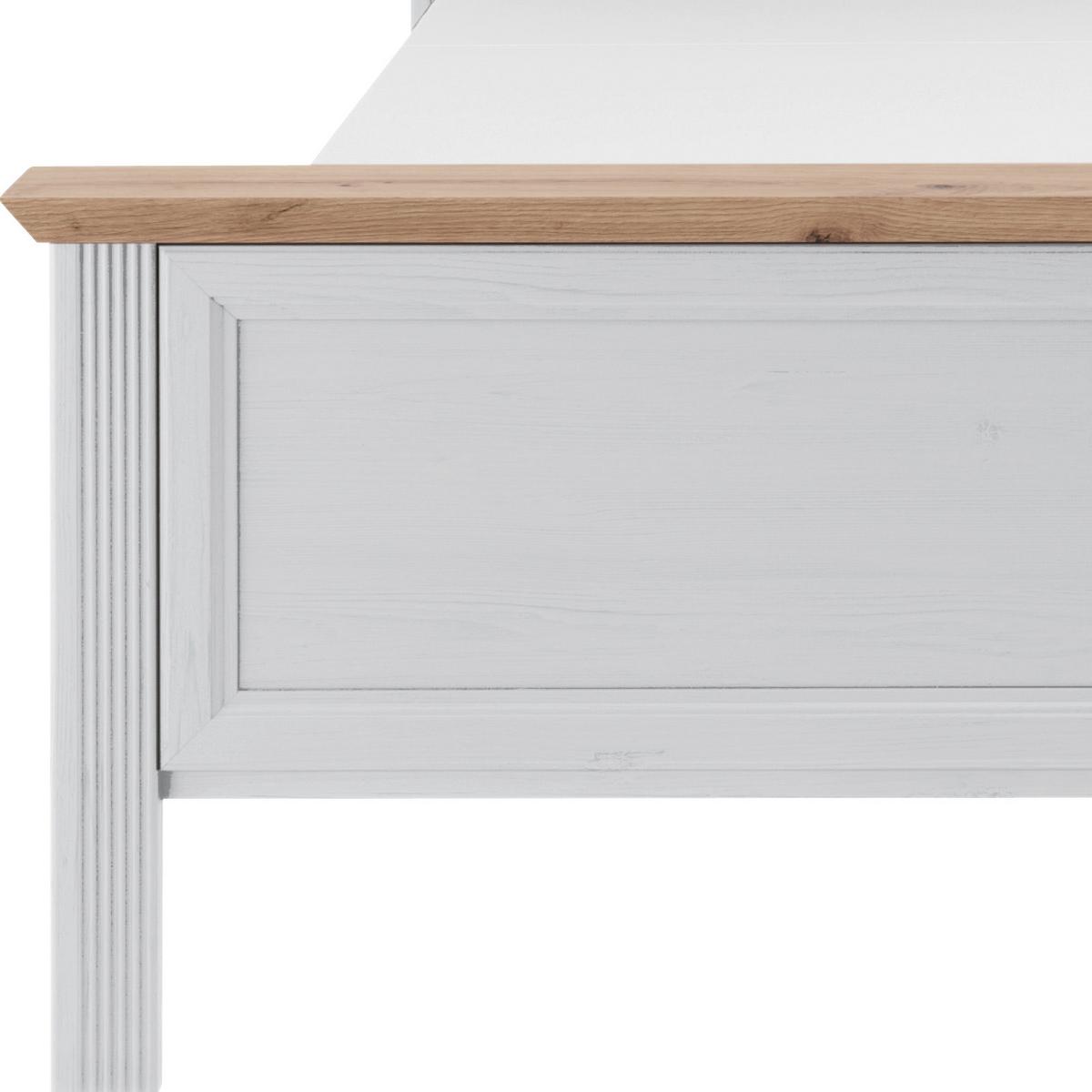 Doppelbett Landhaus-stil 180x200 Jasmin Ii Weiß/eiche - Schwarz/Weiß, LIFESTYLE, Holzwerkstoff (180/200cm)