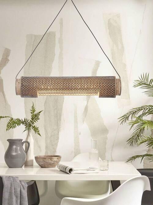 Hängeleuchte Bhutan/H85/Bn - Schwarz/Naturfarben, Trend, Holz (15/15/85cm) - Good & Mojo