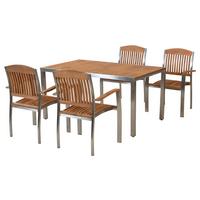 Gartenset Keros - Silberfarben/Naturfarben, MODERN, Holz/Metall - Gardenson